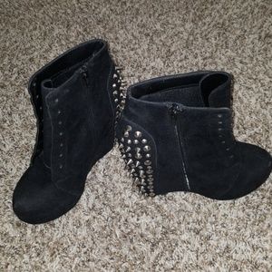 Black Silver Spike Studded Booties